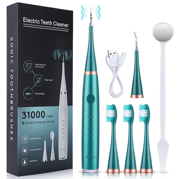 Electric Toothbrush Sonic Dental Scaler Teeth Whitening Kit Beauty & Personal Care Green - DailySale