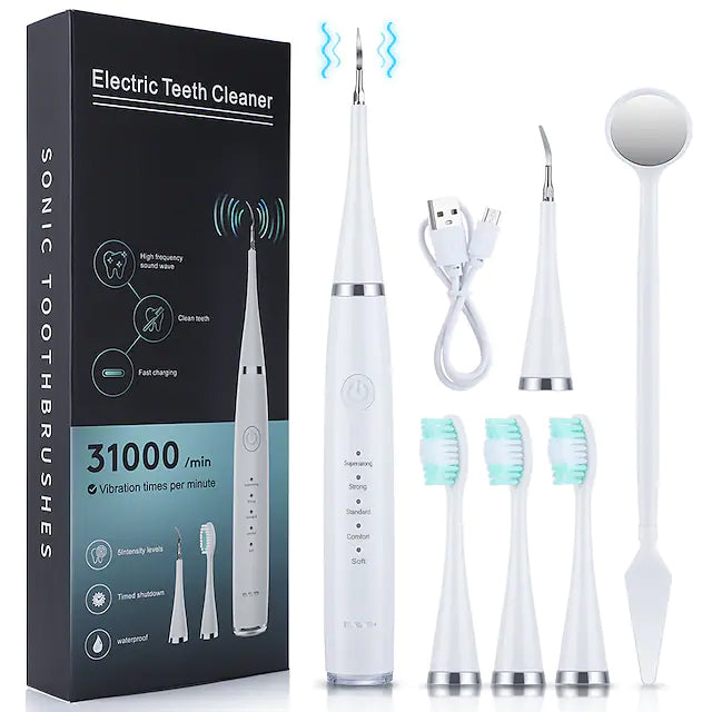 Electric Toothbrush Sonic Dental Scaler Teeth Whitening Kit Beauty & Personal Care White - DailySale