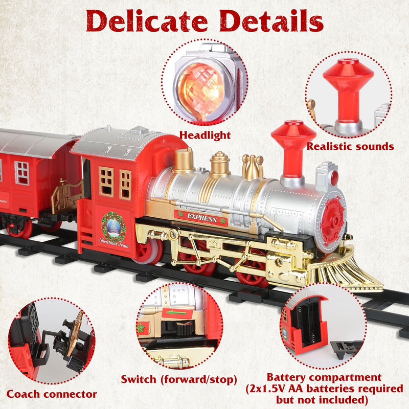Electric Train Set Steam Locomotive Passenger Coach Coal with Sounds Light Railway Toys & Games - DailySale