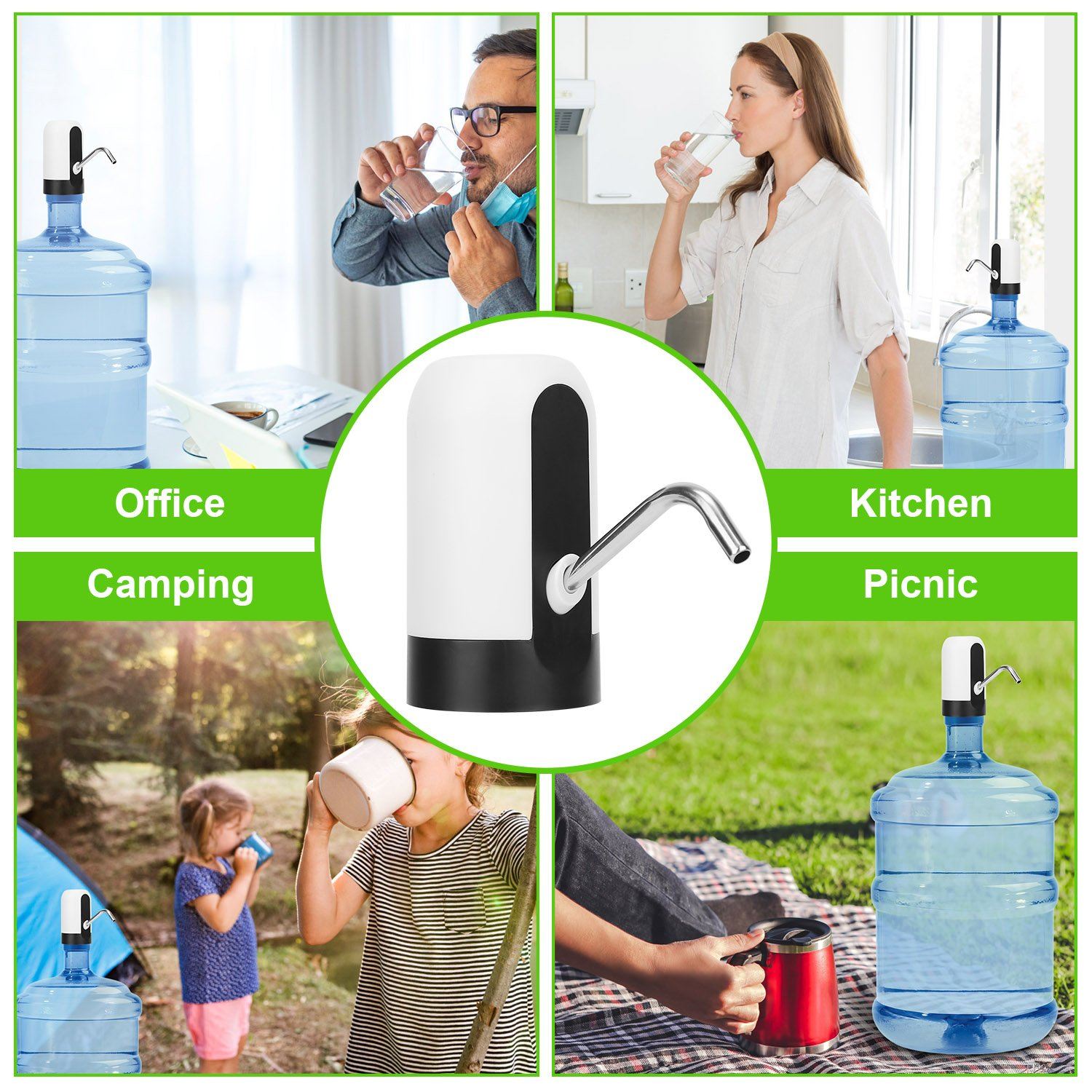 Electric Water Bottle Dispenser Rechargeable Automatic Drinking Water Bottle Pump Kitchen & Dining - DailySale