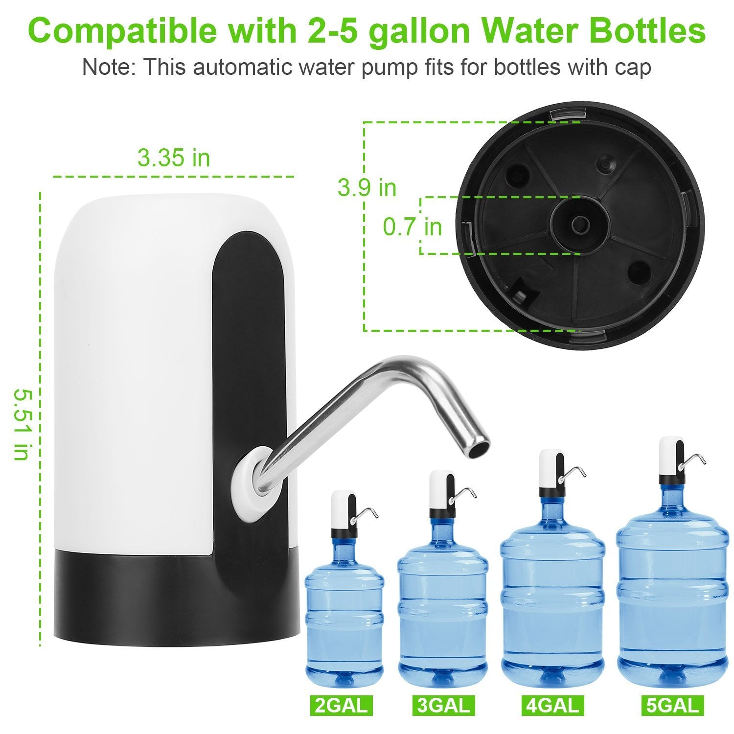 Electric Water Bottle Dispenser Rechargeable Automatic Drinking Water Bottle Pump Kitchen & Dining - DailySale