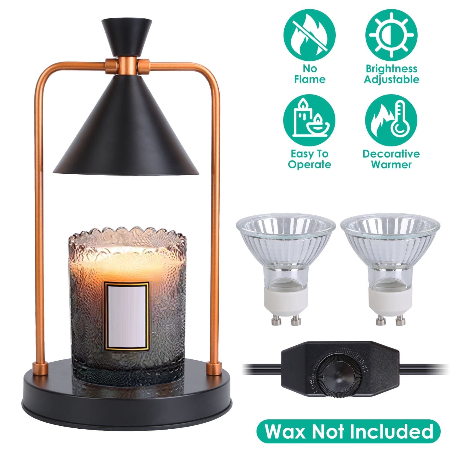 Electric Wax Melt Warmer Lamp Dimmable with 2 GU10 Bulbs Indoor Lighting - DailySale