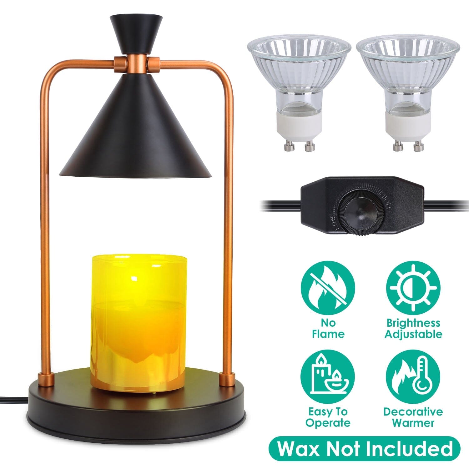 Electric Wax Melt Warmer Lamp Dimmable with 2 GU10 Bulbs Indoor Lighting - DailySale