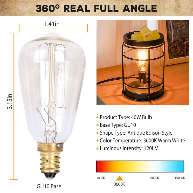 Electric Wax Melt Warmer Vintage Light Bulb Wellness - DailySale