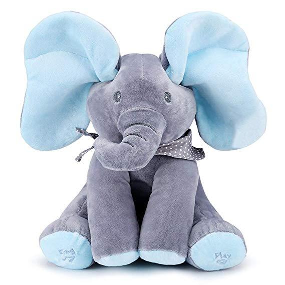 Electronic Talking Singing Blinking Eyes Elephant Plush Toy Toys & Games Blue - DailySale