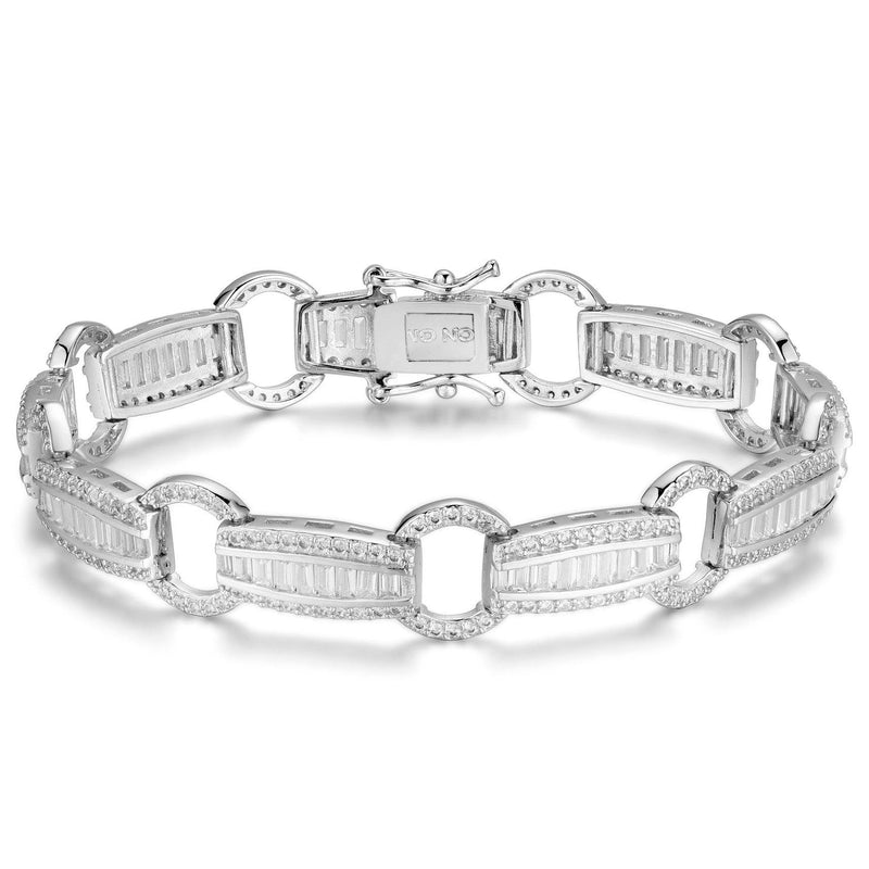 Elegant Baguette Link Crystal Tennis Bracelet Bracelets Silver - DailySale