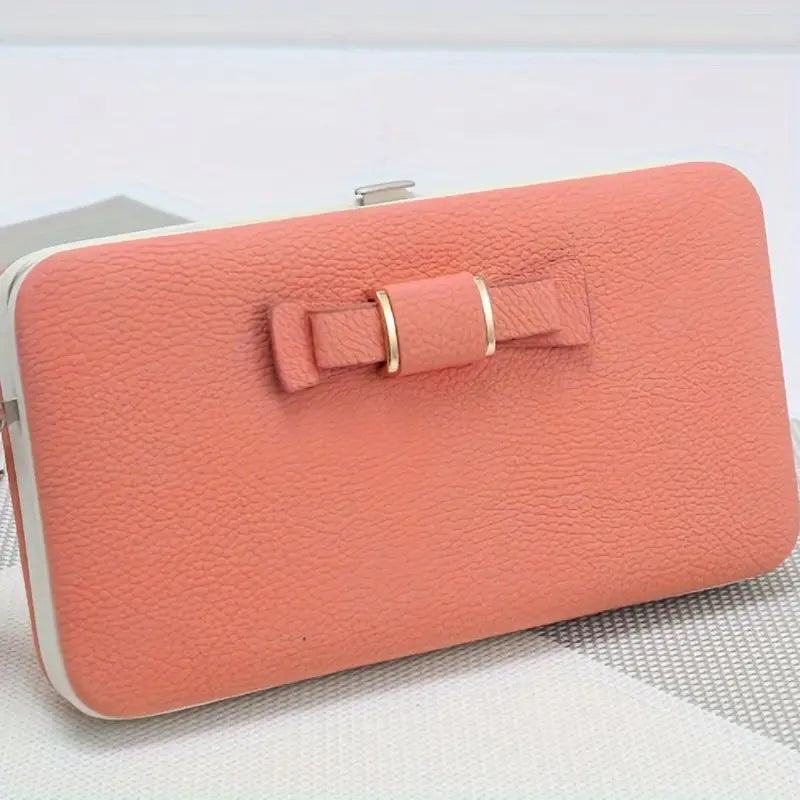 Elegant Bow Decor Phone Wallet Women's Shoes & Accessories Dark Pink - DailySale