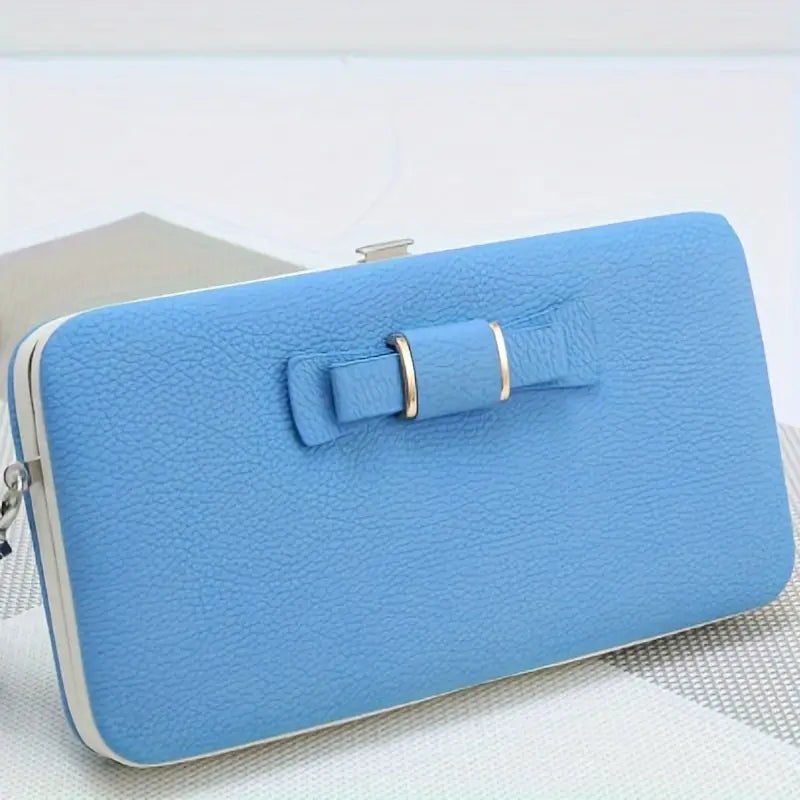 Elegant Bow Decor Phone Wallet Women's Shoes & Accessories Light Blue - DailySale