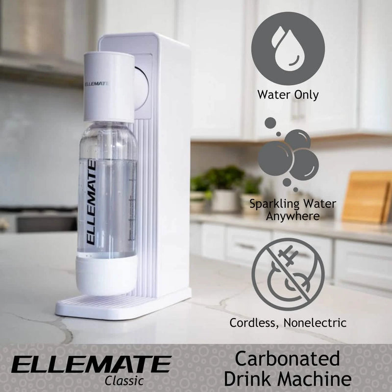 Ellemate Classic Carbonated Drink Maker, Seltzer Water with One-Push Fizz Technology, Cordless Carbonation for Bubbly Water Wine & Dining - DailySale