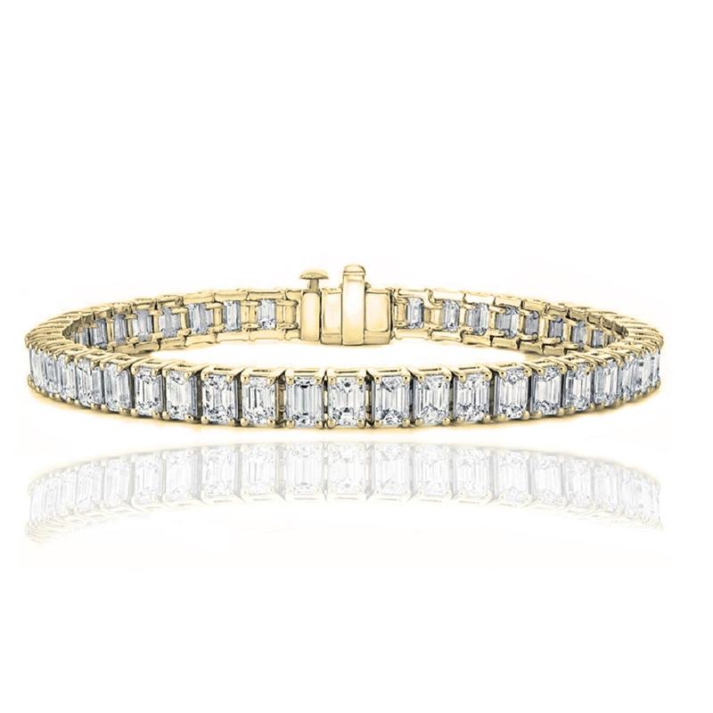 Emerald Cut Tennis Bracelet Made with Swarovski Elements Jewelry Gold - DailySale