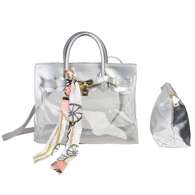 Emma Fashion Tote with Scarf Bags & Travel Silver - DailySale