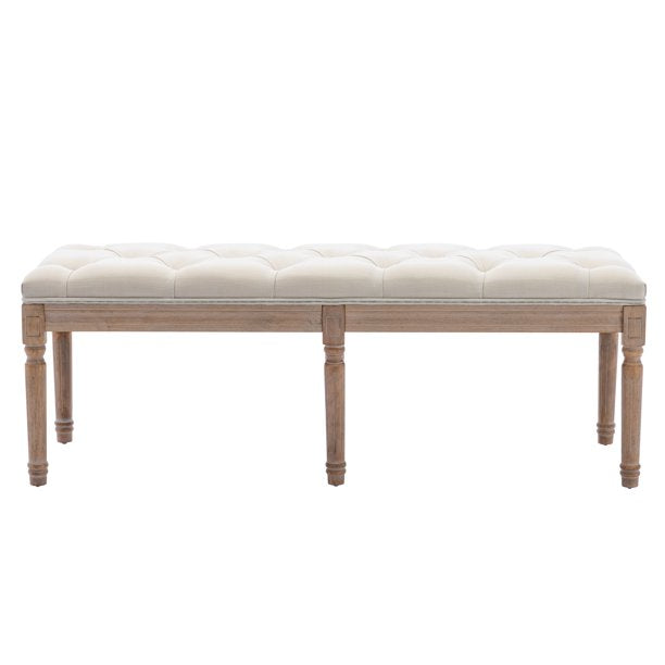 End of Bed Bench Upholstered Entryway Bench French Benchwith Rubberwood Legs Furniture & Decor - DailySale