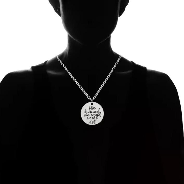 Engraved ''She Believed She Could So She Did'' Inspirational Necklace Necklaces - DailySale