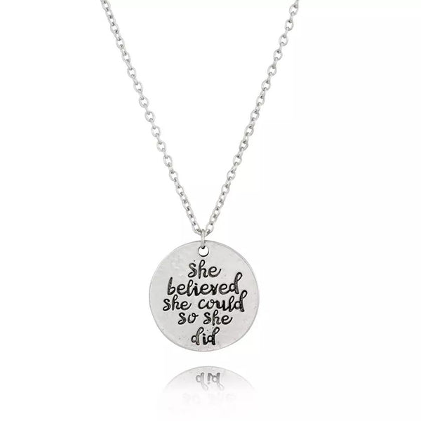 Engraved ''She Believed She Could So She Did'' Inspirational Necklace Necklaces - DailySale