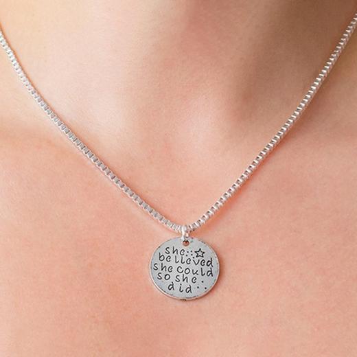 Engraved "She Believed She Could So She Did" Inspirational Pendant Jewelry - DailySale