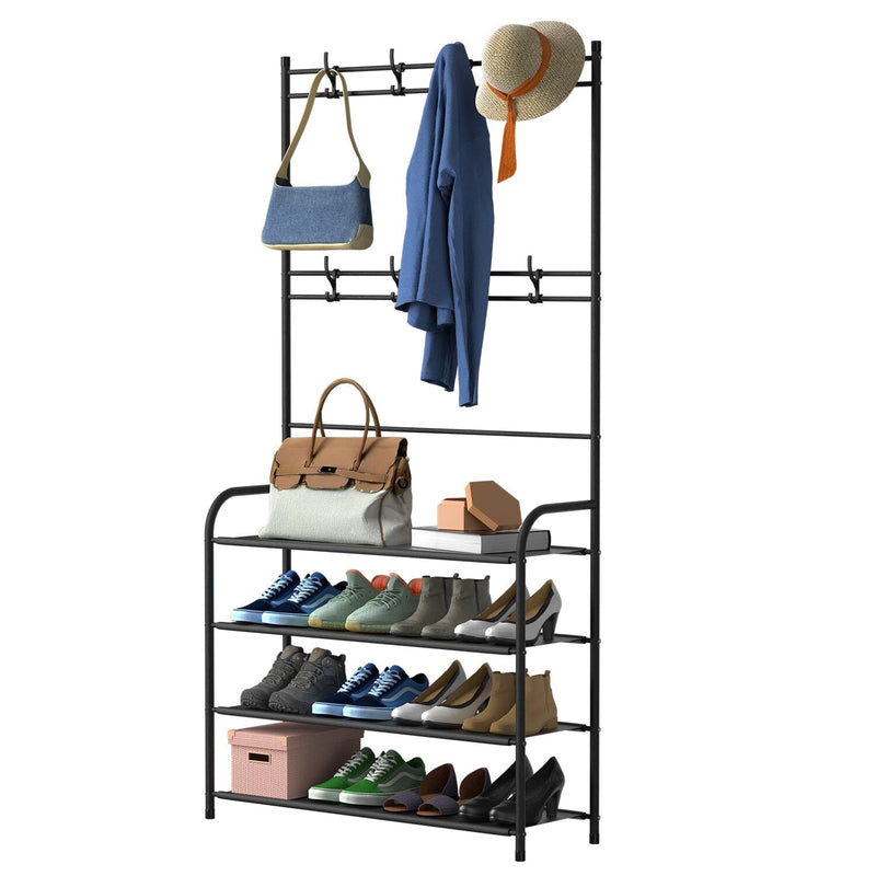 Entryway Coat Hat Rack Shoe Storage Shelf