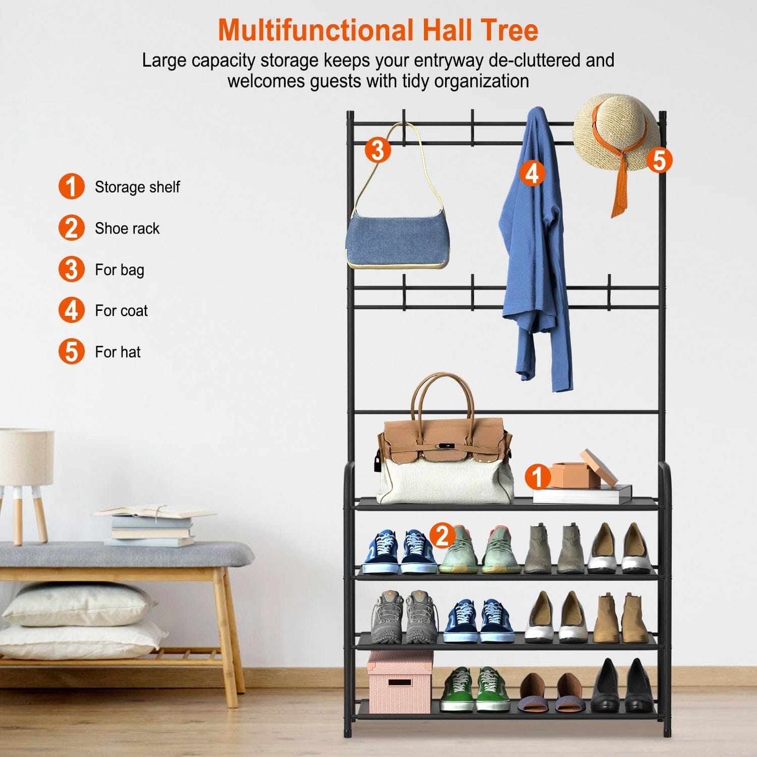 Entryway Coat Hat Rack Shoe Storage Shelf Closet & Storage - DailySale