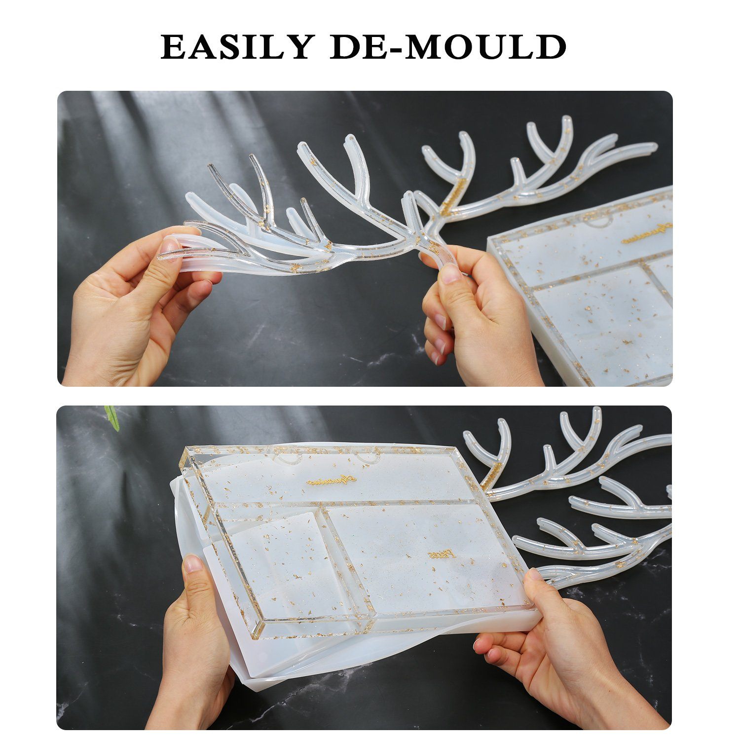 Epoxy Resin Silicone Molds Antlers Tree Branch Tray Jewelry Displayed Organizer Closet & Storage - DailySale