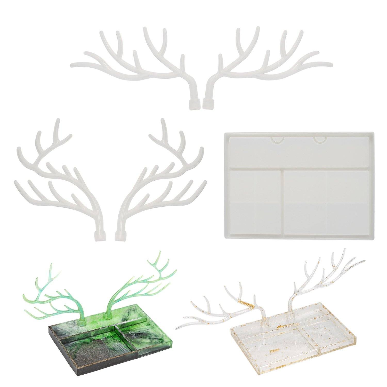 Treasure tree epoxy casting silicone mold flash set, sprout branch hook orders display