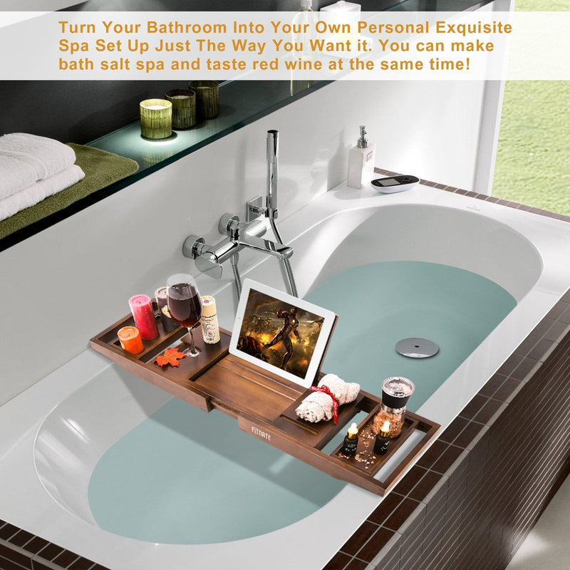 Expandable Bamboo Caddy Bath Tub Organizer Tray Bath - DailySale