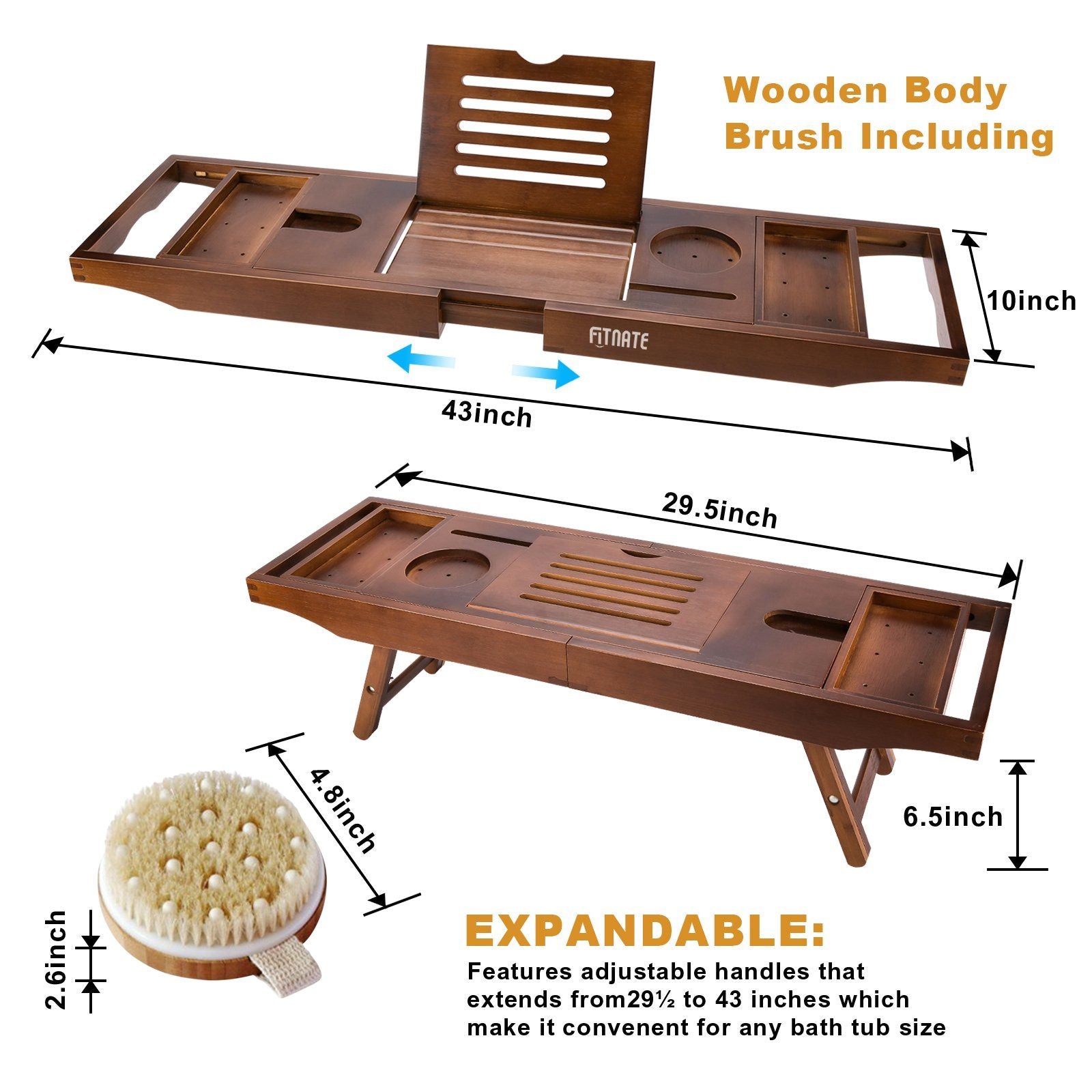 Expandable Bamboo Caddy Bath Tub Organizer Tray Bath - DailySale