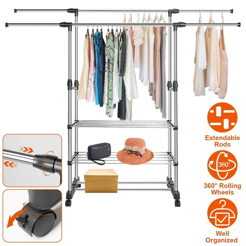 Extendable Garment Hanging Rack Closet & Storage - DailySale