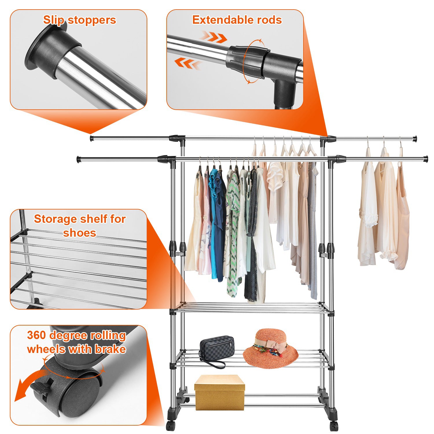 Extendable Garment Hanging Rack Closet & Storage - DailySale