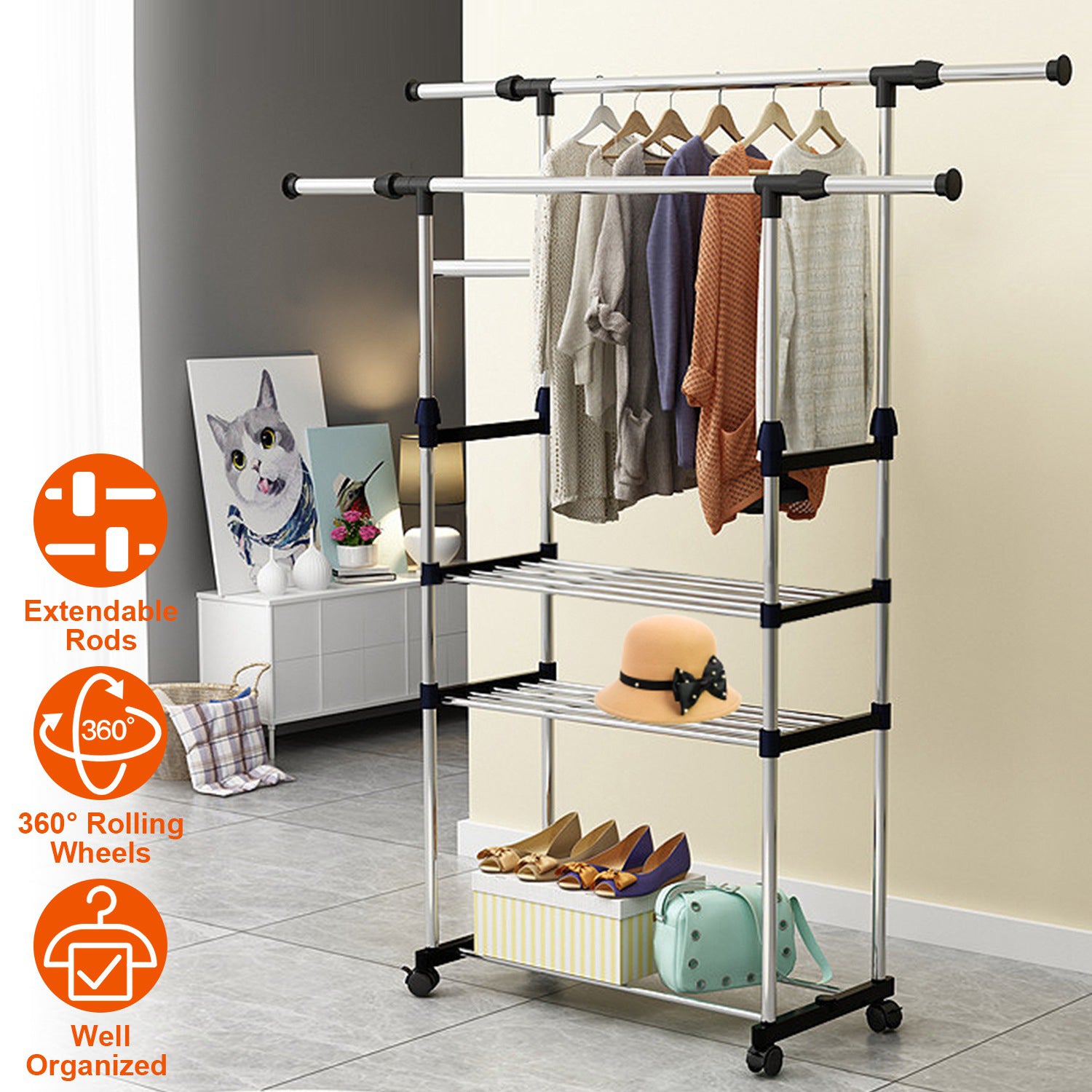 Extendable Garment Hanging Rack Closet & Storage - DailySale