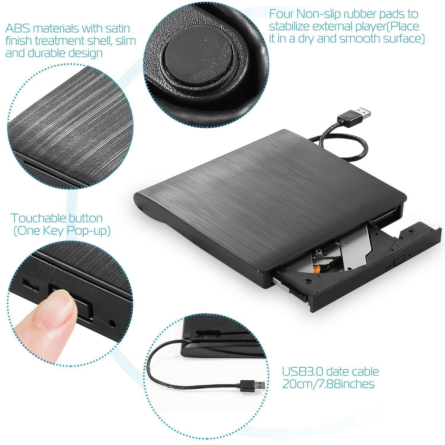 External CD DVD Drive USB 3.0 Slim Computer Accessories - DailySale