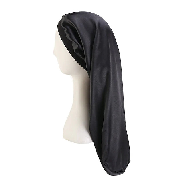 Extra Long Satin Bonnet Sleep Cap Long Bonnet for Braids Hair Loose Cap Women's Shoes & Accessories Black - DailySale