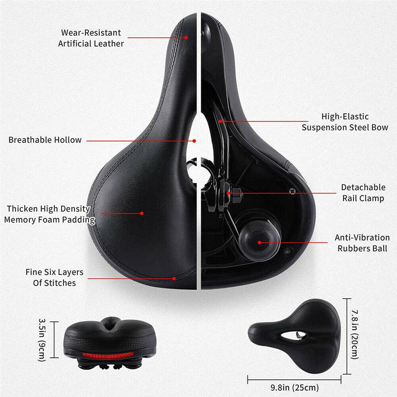 Extra Wide Big Bum Bike Seat Soft & Comfort Padded MTB Road Bicycle Gel Saddle Cushion Sports & Outdoors - DailySale