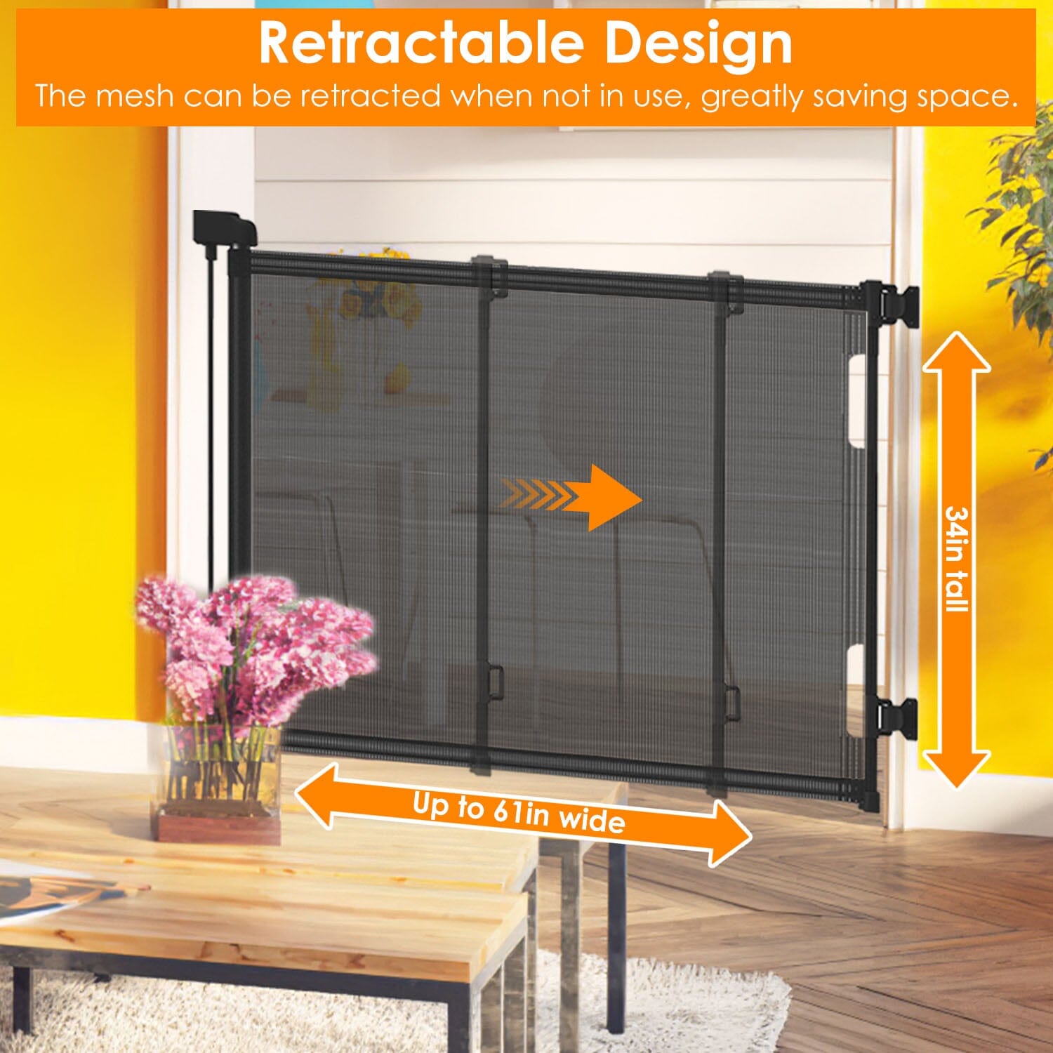 Extra Wide Child Safety Gate Retractable Door Baby - DailySale