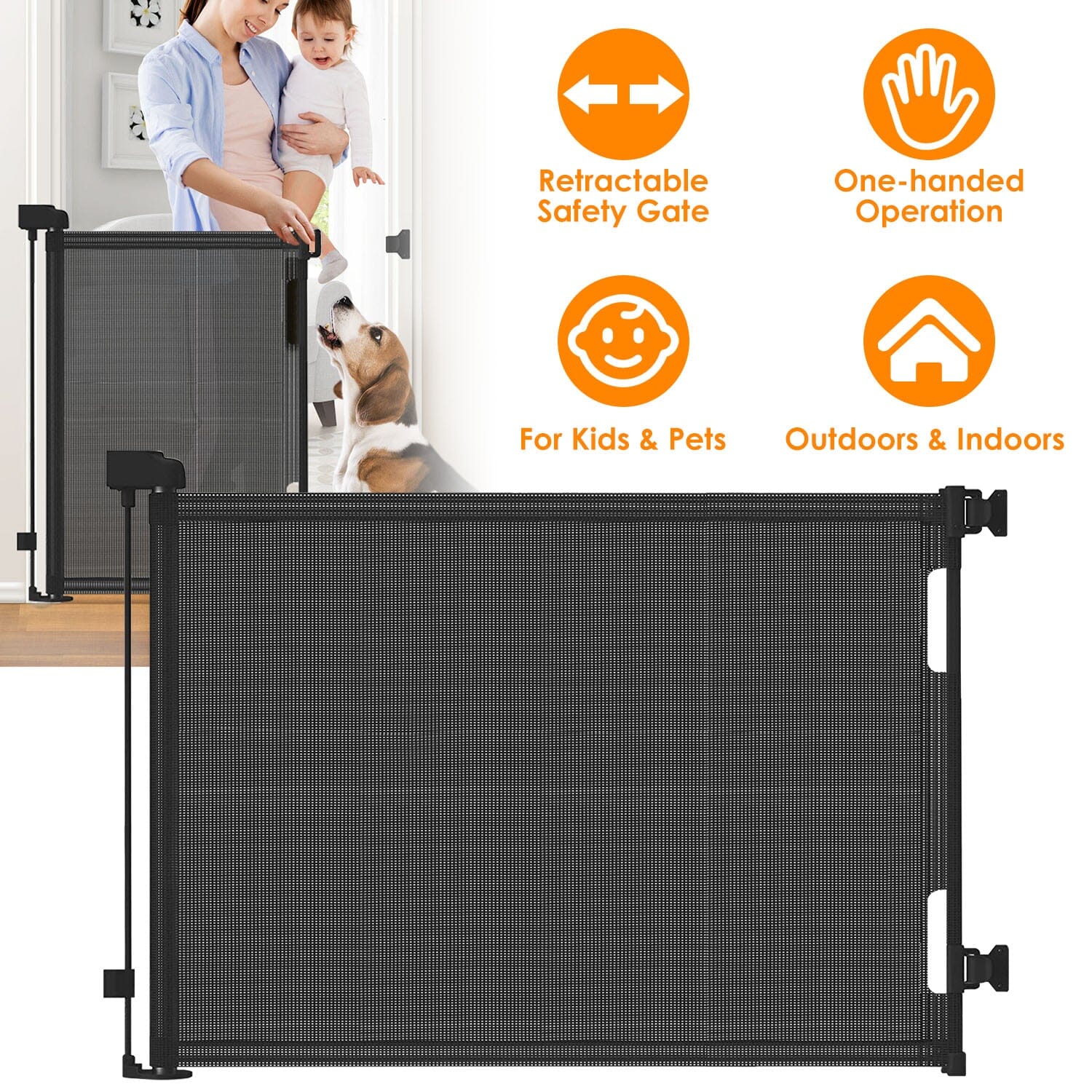 Extra Wide Child Safety Gate Retractable Door Baby - DailySale