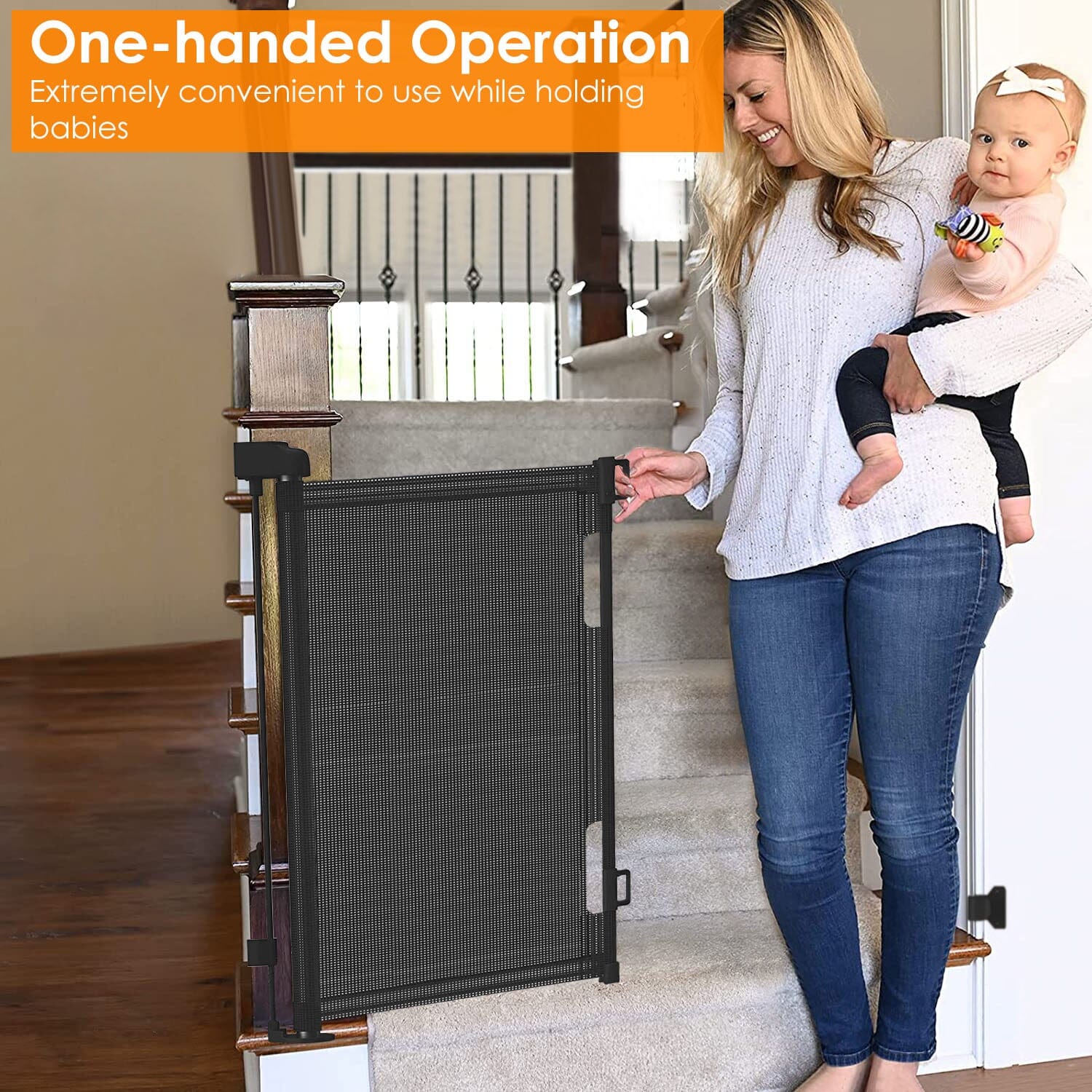 Extra Wide Child Safety Gate Retractable Door Baby - DailySale