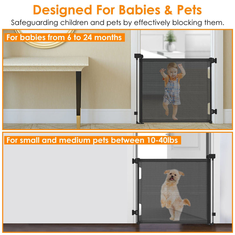 Extra Wide Child Safety Gate Retractable Door Baby - DailySale