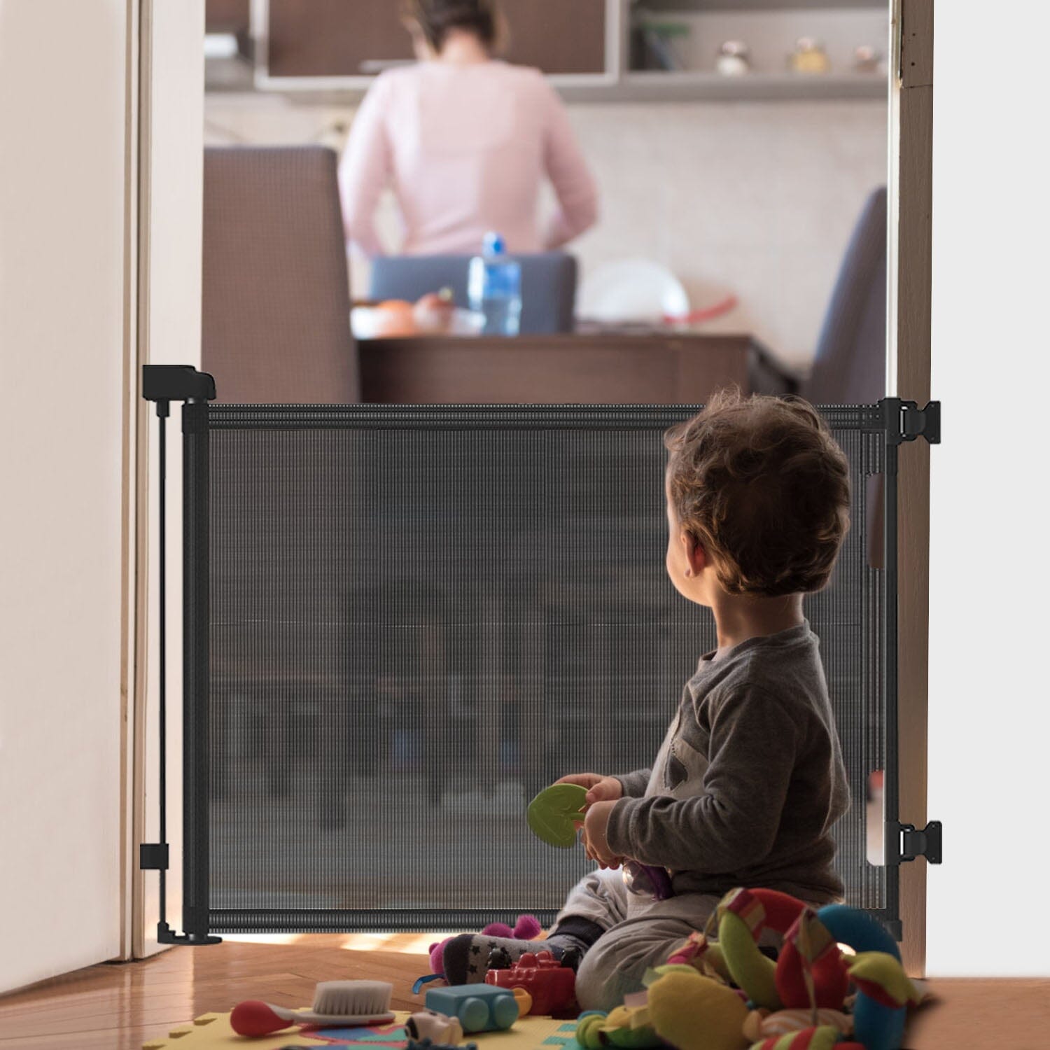 Extra Wide Child Safety Gate Retractable Door Baby - DailySale