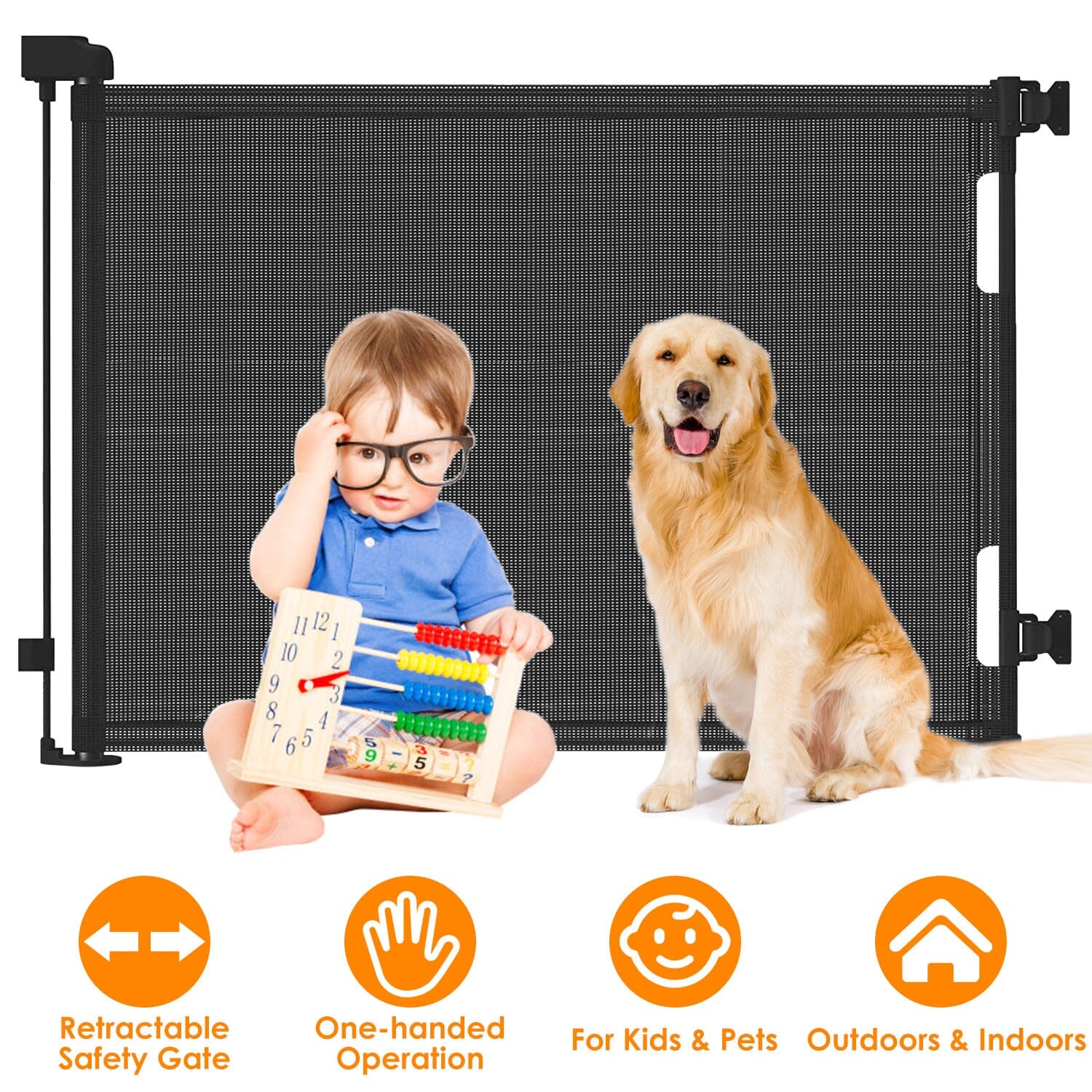 Extra Wide Child Safety Gate Retractable Door Baby - DailySale