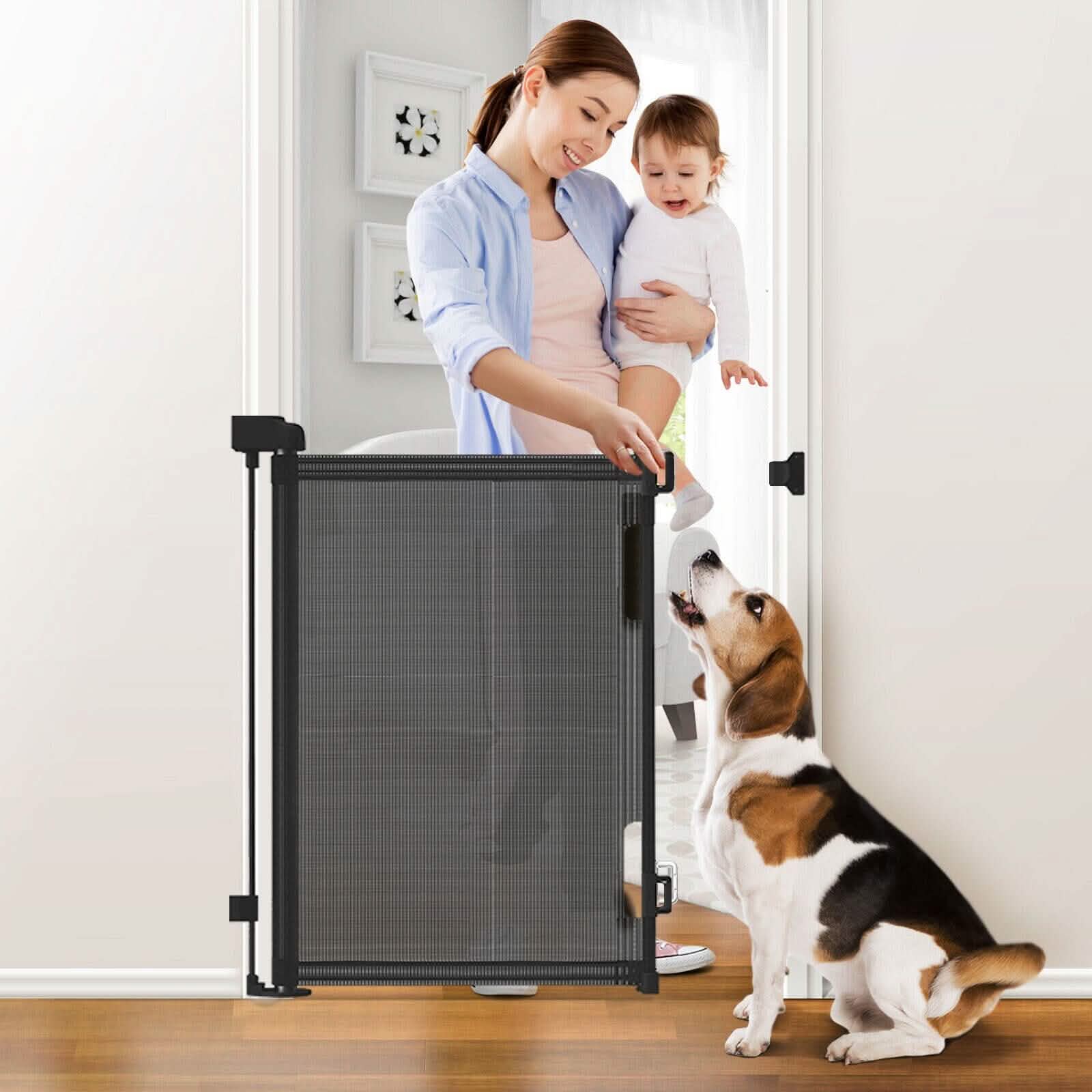 Extra Wide Child Safety Gate Retractable Door