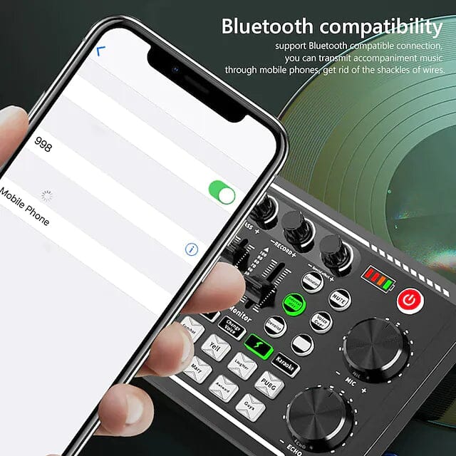 F998 Live Sound Card Audio Mixer Podcast Audio Interface with DJ Mixer Effects Audio Accessories - DailySale