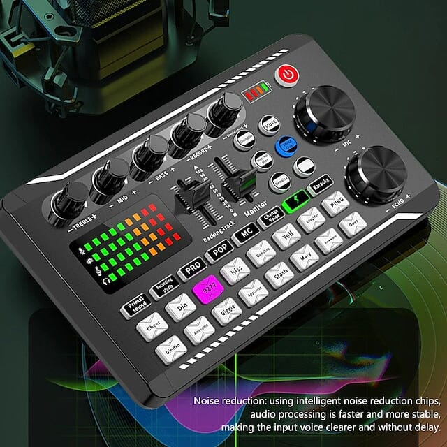 F998 Live Sound Card Audio Mixer Podcast Audio Interface with DJ Mixer Effects Audio Accessories - DailySale