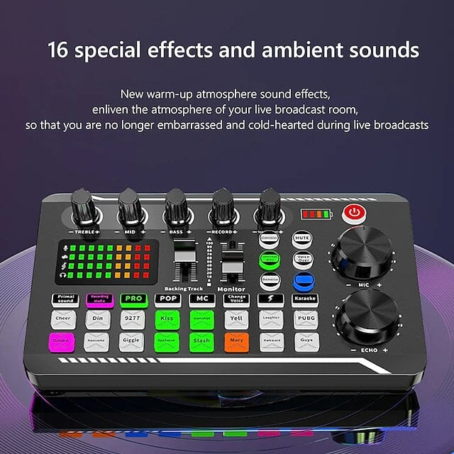 F998 Live Sound Card Audio Mixer Podcast Audio Interface with DJ Mixer Effects Audio Accessories - DailySale