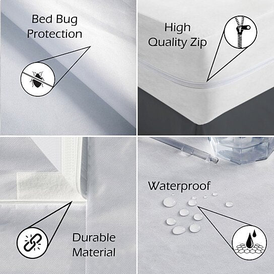 Fabric Zippered Waterproof and Bed Bug Mattress Protector Bedding - DailySale