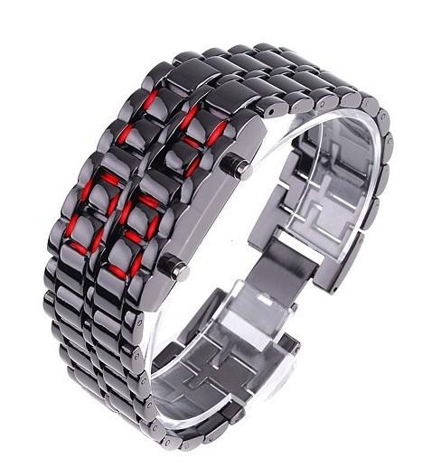 Faceless Unisex Stainless Steel Titanium Waterproof LED Watch Men's Apparel Black Red LED - DailySale
