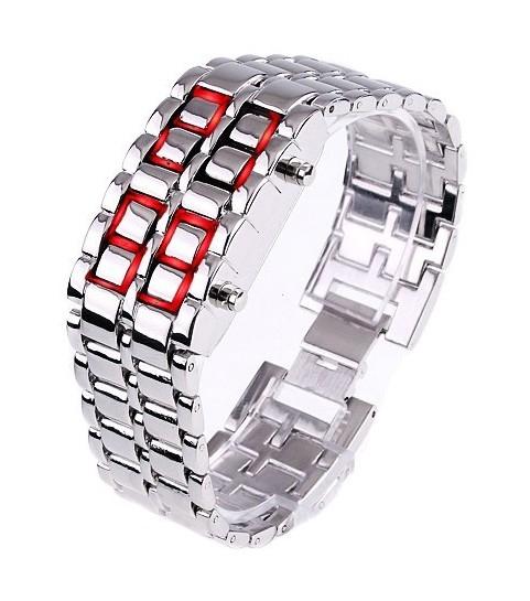 Faceless Unisex Stainless Steel Titanium Waterproof LED Watch Men's Apparel Silver Red LED - DailySale
