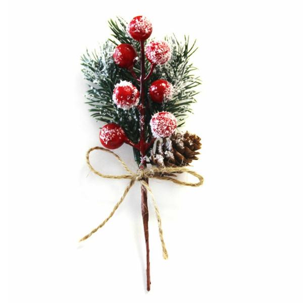 Fake Snow Frost Pine Branch Cone Berry Holly Christmas Tree Christmas Ornament