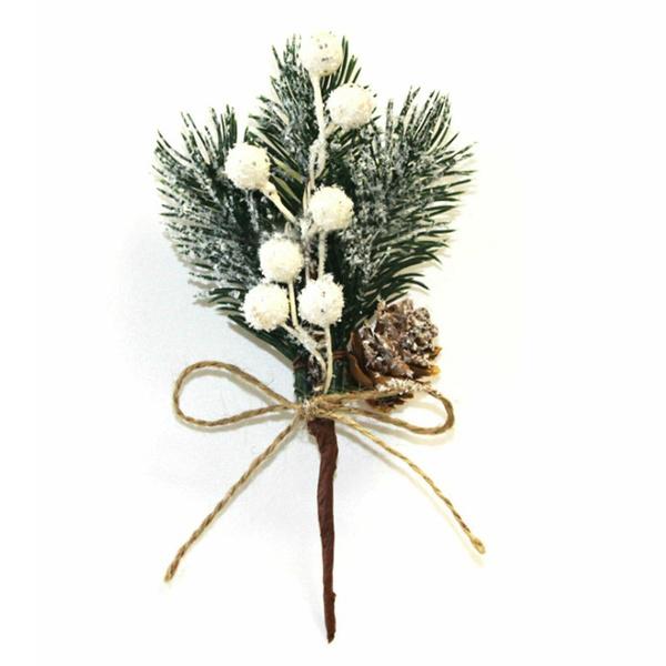 Fake Snow Frost Pine Branch Cone Berry Holly Christmas Tree Christmas Ornament