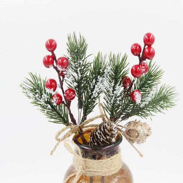 Fake Snow Frost Pine Branch Cone Berry Holly Christmas Tree Christmas Ornament Furniture & Decor - DailySale