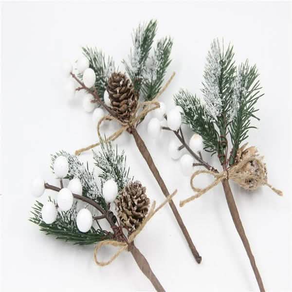 Fake Snow Frost Pine Branch Cone Berry Holly Christmas Tree Christmas Ornament Furniture & Decor - DailySale