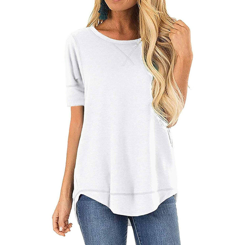 Fall Tops for Women Long Sleeve Side Split Casual Loose Tunic Top Women's Accessories White S - DailySale