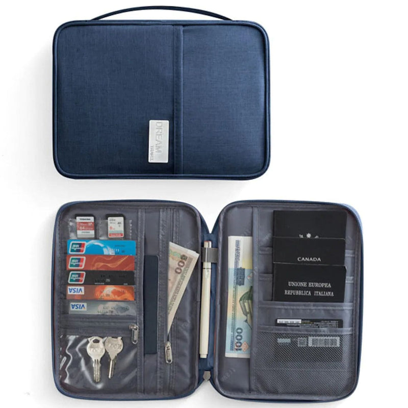Family Travel Document Organizer Capacious Passport Holder Wallet Bags & Travel Dark Blue - DailySale